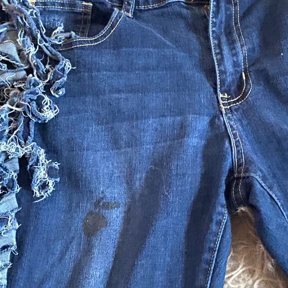 CUSTOM @KOUTUREDENIM HALTER TOP SET FRINGE JEANS - Picture 5 of 5